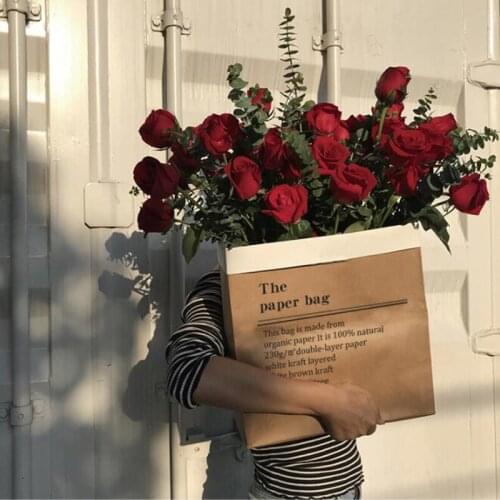 5pcs Kraft Flower Paper Bags Rose Packaging Box Valentines Day Wedding Engagement Party Decor Supplies Bouquet Gift Packaging