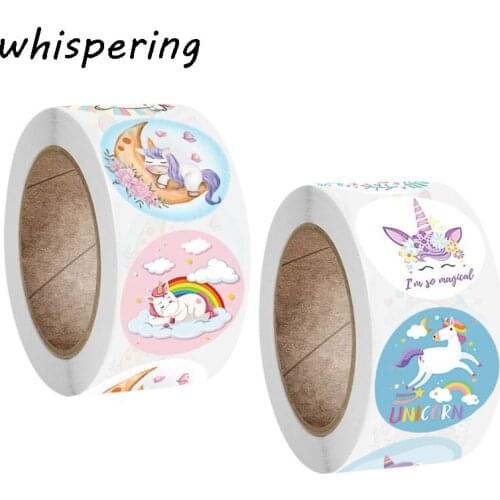 500pcs/roll Students Teachers Reward Stickers Unicorn Encouragement Sticker Roll For Kids Motivational Stickers
