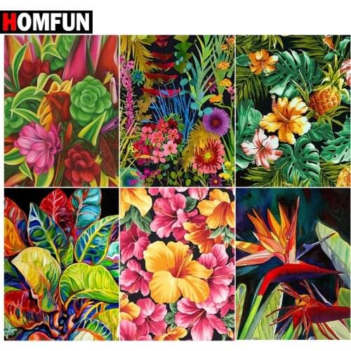 HOMFUN Diamond Painting Cross Stitch "Flower leaf plant"5D DIY Diamond Embroidery Full Square/round Rhinestone Of Picture