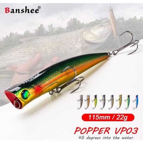 Banshee Light Reflection Topwater Popper For Fishing Pike Lure Wobbler Floating Artificial Bait Hard GT Perch Sea Tuna 115mm 22g
