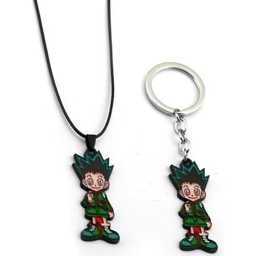 Keyring Hunter x Hunter Gon Freecss Pendants Keychains Leather Chain Necklace Jewelry Holder Metal Men Cartoon Accessory