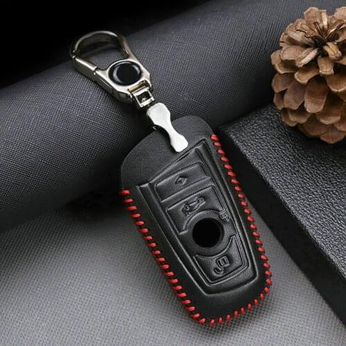 Genuine Leather Car Key Cover Case For Bmw 5 series 1 E87 F20 3 X3 X4 X5 X6 F10 F20 F30 F40 F15 F07 Key Ring Holder Accessories