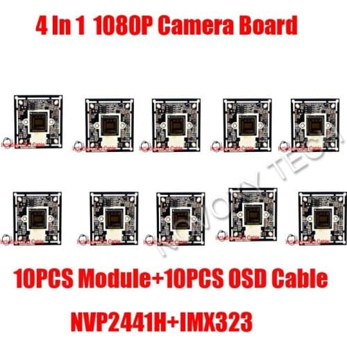 DIY 4 IN 1 AHD TVI CVI CVBS 10PCS/LOT 2MP 1080P IMX323 CMOS+2441H DSP CCTV PCB Board With OSD Cable Camera Module Free Shipping