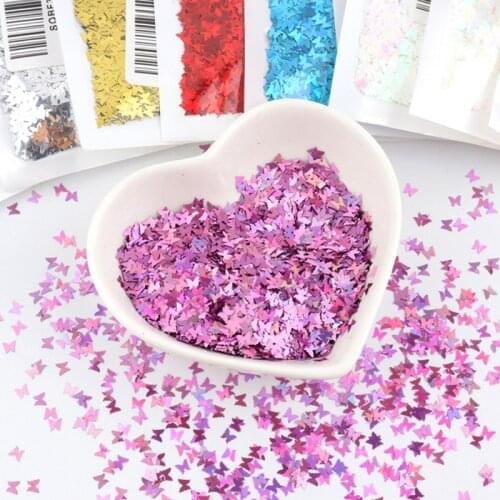 Ultrathin 3mm Butterfly Nail Glitter Sequins Laser Sequin Paillettes Eo-Friendly PET Sequin for Nail Art Wedding Decoration 8g