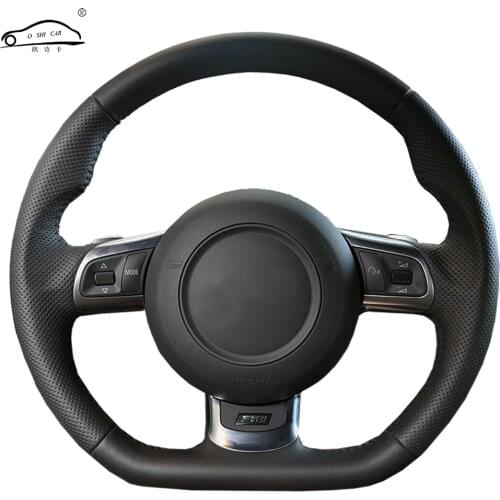 Customized Genuine Leather Car Steering Wheel Cover For Audi Tt 2008-2013/Dedicated Hand Sewing Steering Wheel Handlebar Wrap