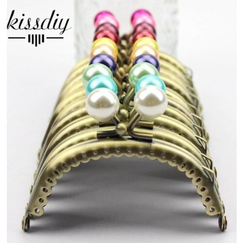 KISSDIY 10 pcs 8.5cm Metal purse frame antique Bronze Candy pearl Kiss Clasp Metal Coin Pattern DIY Bag Accessorie