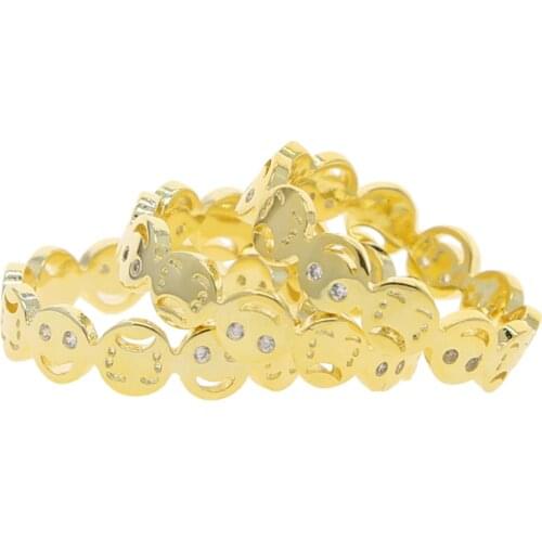 Gold Color Happy Smiling Face band Rings for Women Punk Hip Hop Plain smile Ring Fashion Jewelry Best Gift for party festival