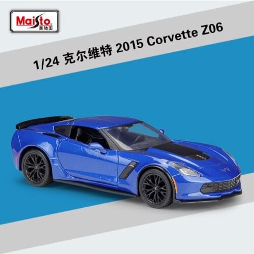 Maisto 1:24 Corvette 2015 Corvette ZO6 blue simulation alloy car model collection gift toy