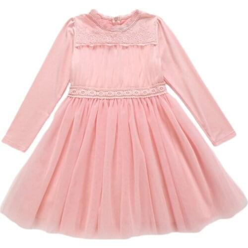 Girls Lace Dress Baby Toddler Kids Party Long Sleeve Embroidery Wedding Princess Dresses Ball Gown 4-11Y