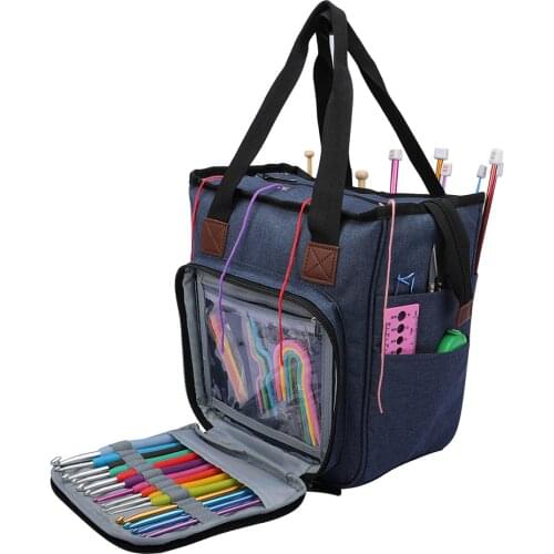 Multifunctional Crochet Hooks Thread Yarn Storage Bag DIY Knitting Needles Yarns Bag Sewing Organizer Case Bag Holder