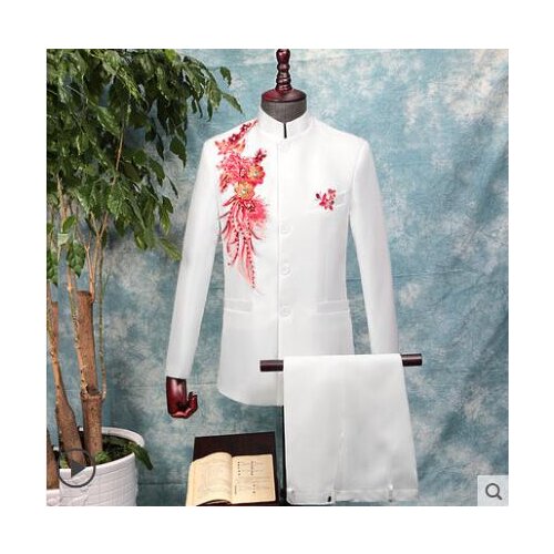 Chorus groom wedding suits for men Sequin blazer boys prom mariage Chinese tunic suit mens masculino latest coat pant designs