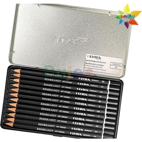 12pc/set lyra Drawing Pencil Set Wooden Professional Art Supplies 4H-6B Sketch Charcoal Pencil set Art Painting Stationery