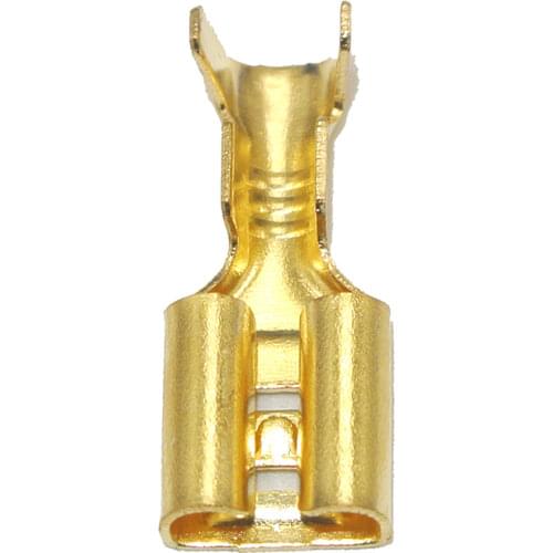 50pcs 4.8mm/6.3mm Gold Brass Car Speaker Electric Wire Connectors Set Female Crimp Terminal Connector