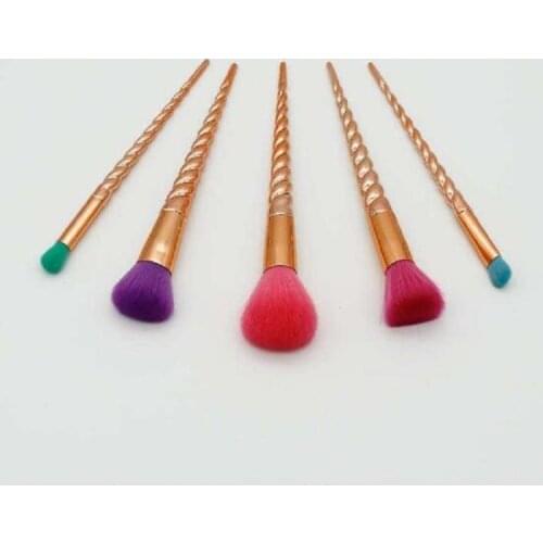 2019 New 5pcs Rose Gold Unicorn Colorful Makeup Brushes Set Foundation Blending Power Eyeshadow Cosmetic Make Up Tools Set