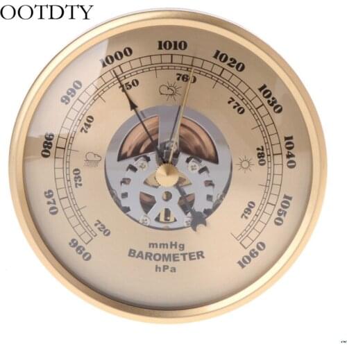 OOTDTY 108mm Wall Mounted Barometer Perspective Round Dial Air Weather Station mmHg/hPa
