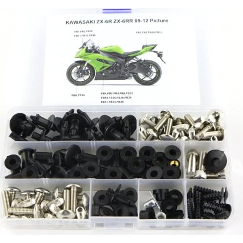 Fit For Kawasaki ZX6R ZX-6R ZX6RR ZX-6RR 2009 2010 2011 2012 Motorcycle Full Fairing Bolts Kit Fairing Clips Screws Steel
