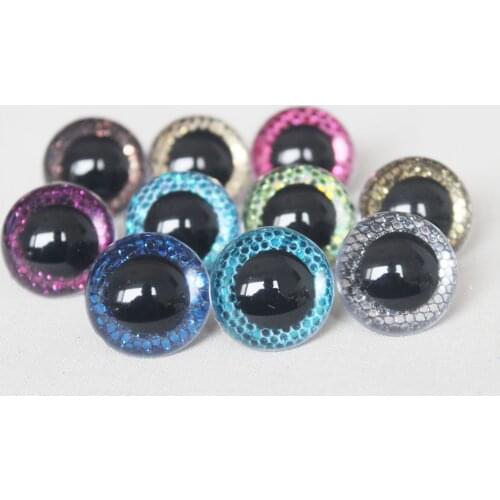 20pcs/lot sp 24mm/26mm/28mm/30mm plastic clear safety toy eyes + glitter Nonwovens + hard washer for plush animal doll