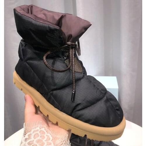 Down Snow Boots Luxury Designer Brand Top Quality Woman Shoes Winter 2021 New Zapatos De Mujer Lace-Up Female Short Tube Boots