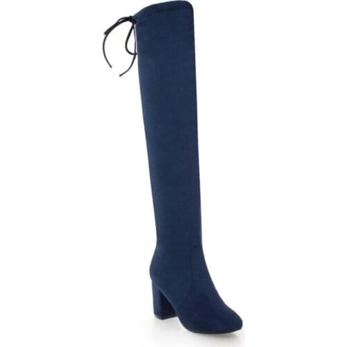 Big Size Euro-American style with round head, thick heel and high heel jacket tied over the knee and slender boots