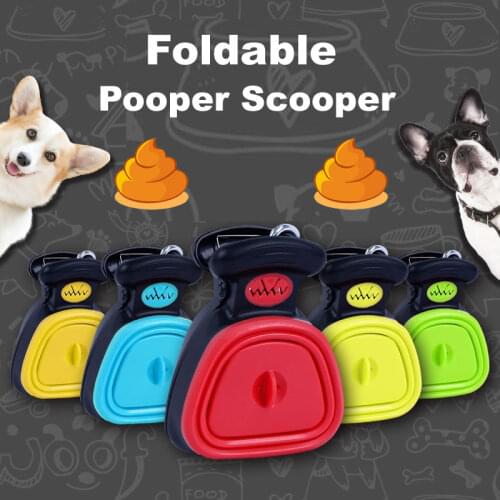 Dog Pet Travel Foldable Pooper Scooper With 1 Roll Decomposable bags Poop Scoop Clean Pick Up Excreta Cleaner Epacket Shipping