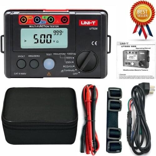 UNI-T UT526 Multifunctional Eletrical Meter Leakage Protection RCD 1000V Voltmeter Low Insulation Resistance Tester Ohm Meter
