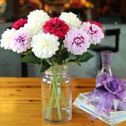 53CM Dahlia Branch Artificial Flower Chrysanthemum Fake Flower for Wedding Christmas Decoration DIY Home Decor