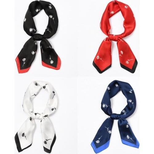 Yishine 20pcs Mix Colors Multifunction Little Florals Printed Womens Small Square Wraps Scarves Shaw Polyester Silk Scarf