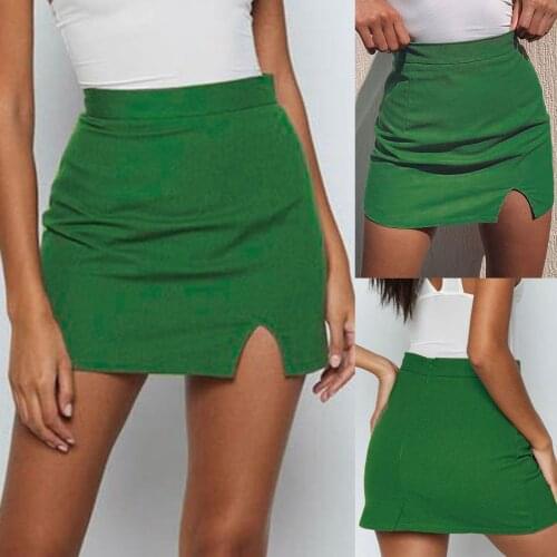 Sagace solid split high waist skirt retro womens sexy high waist short skirt with buttocks Mini Skirt sukienka z krótkim ręka