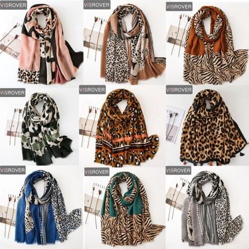 Woman Beach Scarf Luxury Brand Viscose Spring Big Scarf Hijab Natural Animal Leopard Print Scarf Hair Womens Scarfs Fashionable