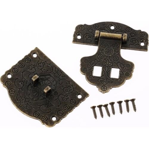 1pc Box Hasp Jewelry Gift Wine Box Wood Case Suitcase Hasp Latch 70*60mm Antique Drawer Latches Decorative Hasp