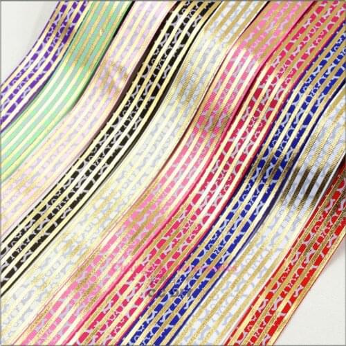 1571711 , 10 color mix , 7/8 '' 22MM white pattern hot gold Printed grosgrain ribbon, DIY handmade materials accessories