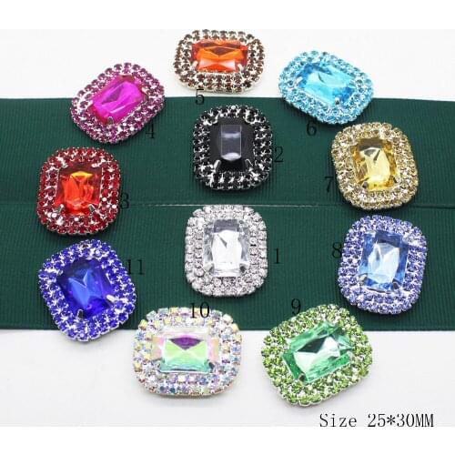 2018 New 5Pcs/Lot 25*30MM Rhinestones Flatback Buttons DIY Decoration Crystal Button Wedding dress Accessories