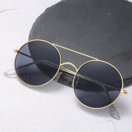 2020 Black Sunglasses Women/man Vintage Round Sun Glasses Double Beam Brand Designer Mirrored Lentes De Sol UV400