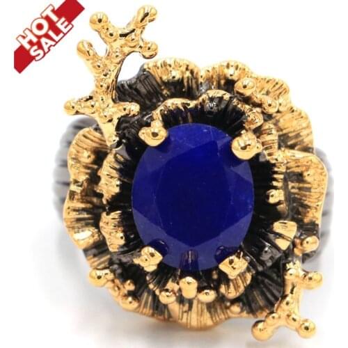 32x22mm Big 18.4g Gothic Black Wedding Jewelry Mulheres Brincos Female Created Aquamarine Ruby Black Gold Silver Rings