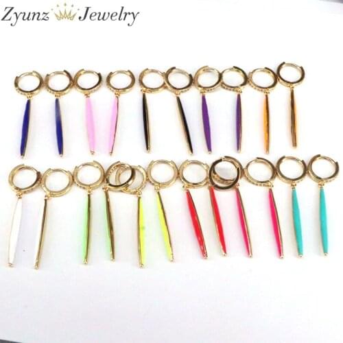 5 Pairs, Mix Color Enamel Hoop Earrings / Point Earrings / Minimalist Jewelry