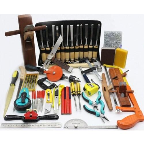 57pcs Wood Chisels Set Hand Wooden Planers Carpenter Tools Set DIY Woodworking Standing Combination Tools