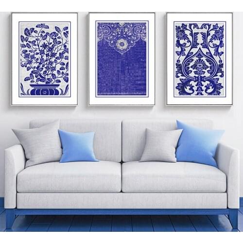 Abstract Blue Flower Vase Canvas Print Paintings POP Wall Art Pictures Poster on Canvas Mothers Day Gift Living Room Home Decor