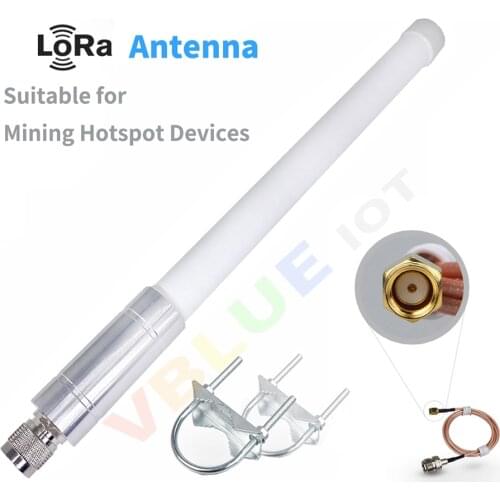 Glass Fiber Antenna 6dbm Gain LoRa Gateway Antenna RAK831 Connect Cable with Tie Line, Male/Female Connector 433/470/868/915MHz
