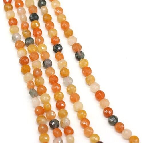 Natural Colorful Rutilated Quartz Stone Beads Faceted Oblate Loose Spacer Beads for Women Jewelry Making DIY Bracelet Trinket
