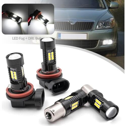 CANbus BA15S 1156 303-SMD Led DRL Daytime Running& Fog Light Bulb Kit for Škoda Octavia II Mk2 5 PASSAT Fabia Volkswagen Polo