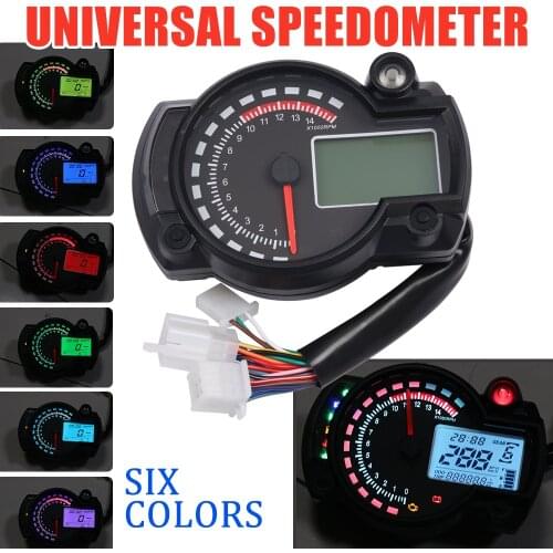 Motorcycle LCD Digital Gauge Indicator Speedometer 15000RPM Waterproof Odometer Velocimetro Meter 7 Colors Dashboard Universal