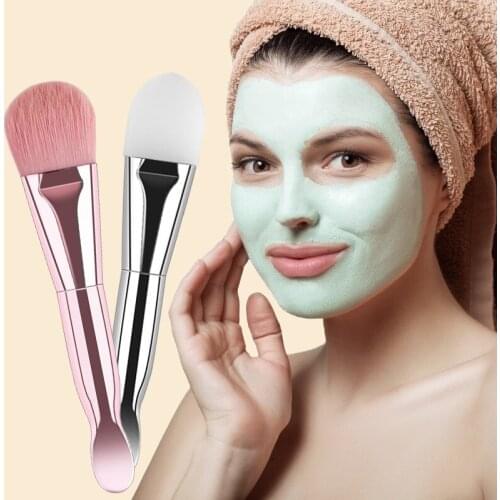 Double-headed Facial Mask Cosmetic Brush With Digging Scoop Soft-haired Mask Brush Foundation Blush Brush Beauty Tool