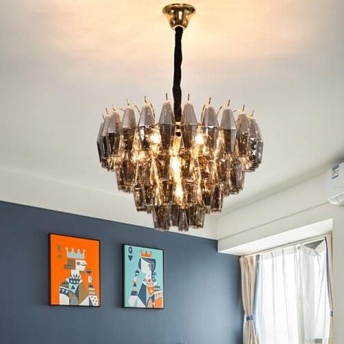 FUMAT Pendant Lamp Smoky Gray Champagne Color Cup Glass Pendant Lamps LED Hanging Lighting Fixture Modern Hanglamp Pendant Light