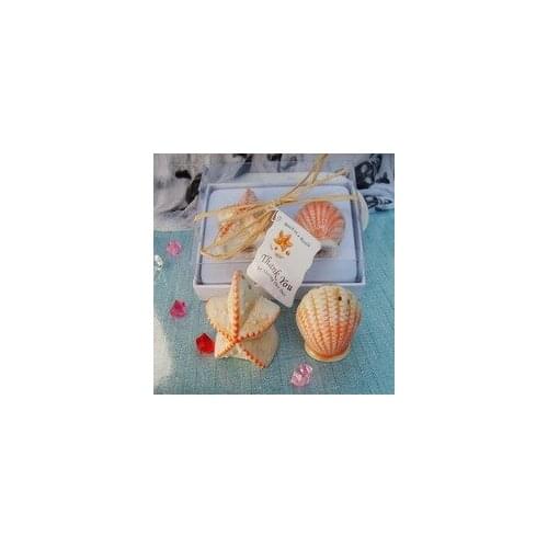 Hot sell 200pcs(100sets) seashell&starfish salt and pepper shaker wedding favors