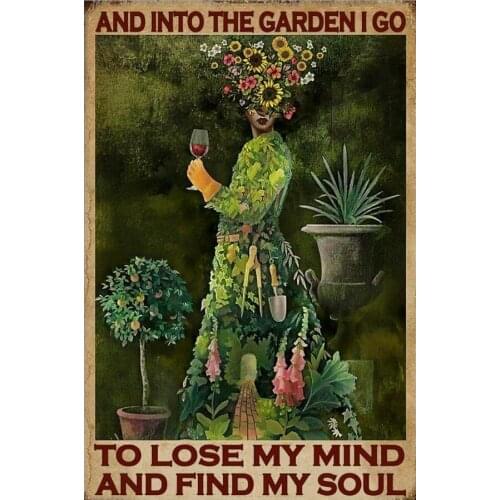 And Into The Garden i go to Lose My Mind and Find My Soul Wine Girl Art Print Silk Poster for Your Home Wall Decor 24x36inch