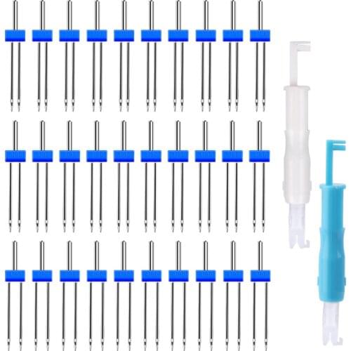 LMDZ 12Pcs Sewing Machine Needles Double Twin Needles Twin Stretch Machine Needles Quick Sewing Threader DIY Sewing Accessories