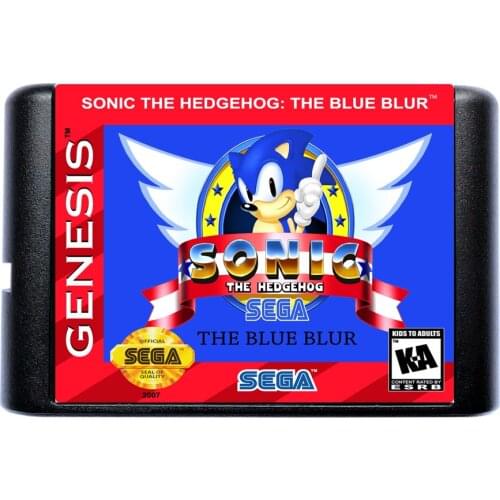 Sonic Blue Blur 16 Bit MD Game Card For Sega Mega Drive For Genesis