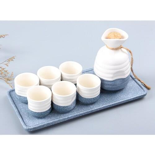 Ceramic Wine Set Sake Pot Porcelain Flagon Liquor Cup Japan Flasks Spirits Jug Shochu Bottle Drinkware Home Kitchen Bar Supplies