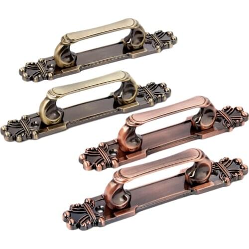 2sets European Vintage Handle Door Pull Home Accessory Cabinet Knob Wardrobe Cupboard Zinc Alloy 165mm Antique Bronze Red Brass