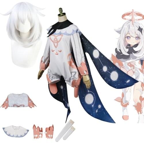 Genshin Impact Paimon Cosplay Costumes Game Uniform Wig Cloak Set Halloween Party Costumes for Women/girls Anime Periphery